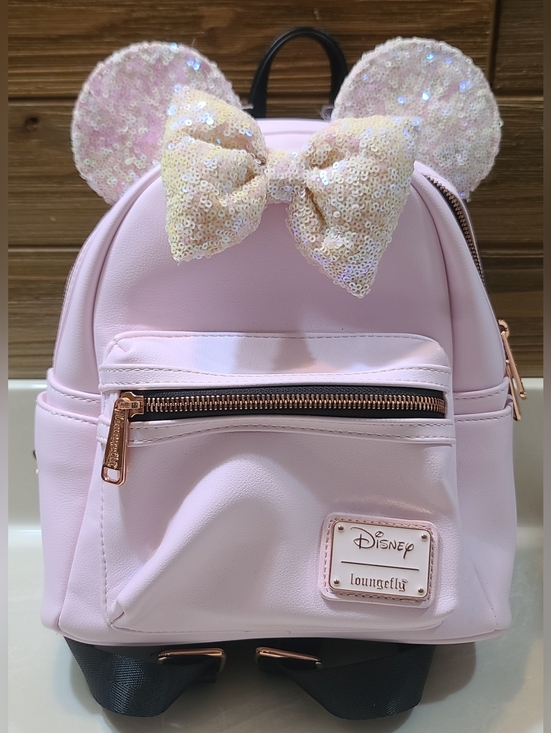 Disney Loungefly Minnie Mouse Pink Iridescent Sequin Mini Backpack. main image 6